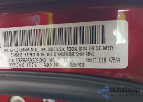 2019 Ram 1500 Classic Tradesman 4X2 6'4 Box z USA, uszkodzony, nr VIN 1C6RR6FG2KS581343